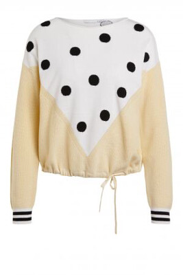 Light Yellow & White Cotton Knit with Black Polka Dot Light Yellow & White Cotton Knit with Black Polka Dot