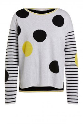 Light Grey & Yellow Cotton Knit with Black Polka Dot Light Grey & Yellow Cotton Knit with Black Polka Dot