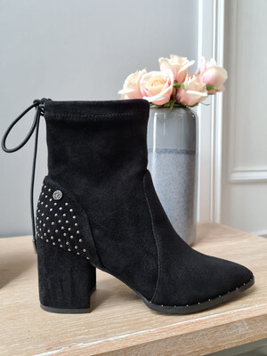 Black Studded Ankle Boot with Tie Detail Black Studded Ankle Boot with Tie Detail
