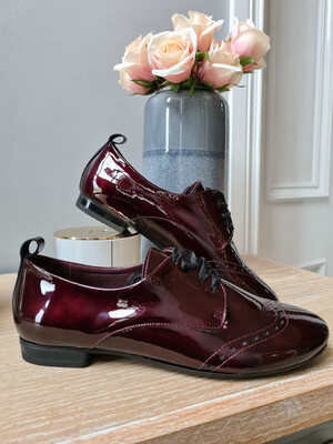 Burgundy Patent Ribbon Laced Pump Burgundy Patent Ribbon Laced Pump