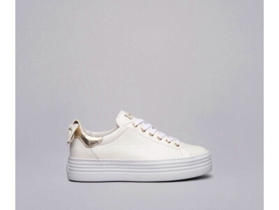 White Platform Croc Leather Bow Trainer White Platform Croc Leather Bow Trainer