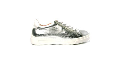 Fasina Shiny Effect Silver Leather Trainers Fasina Shiny Effect Silver Leather Trainers