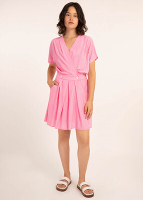 Pink Tone On Tone Stripe Short Dress