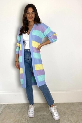 Candy Love Stripe Cardigan - Blue Mix - One Size Candy Love Stripe Cardigan - Blue Mix - One Size