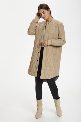 Kashally Tan Long Quilted Coat