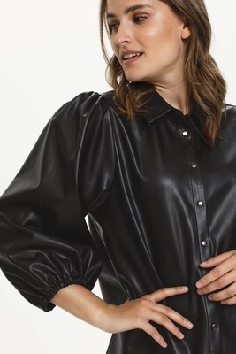 Kavirisa Faux Leather Shirt With Long Sleeve