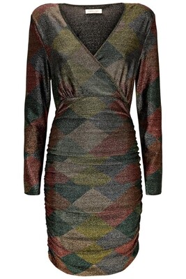 Metallic Multicoloured Wrap Dress