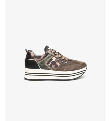 Khaki Leopard Print Platform Trainer Khaki Leopard Print Platform Trainer