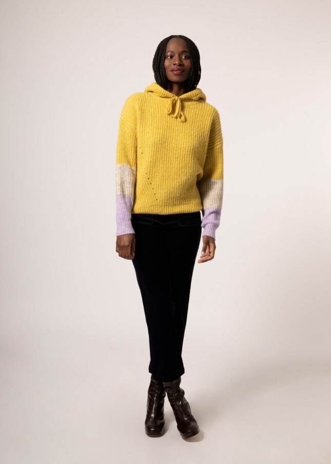 Nilo Yellow Jumper With Lilac And Cream Stripe