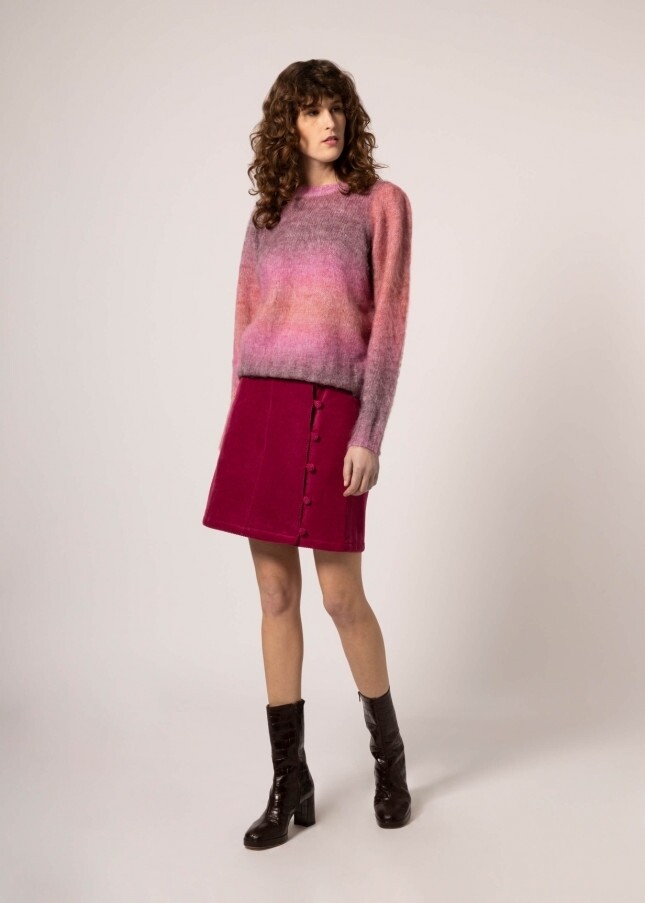 Emelia Fuchsia Cord Mini Skirt