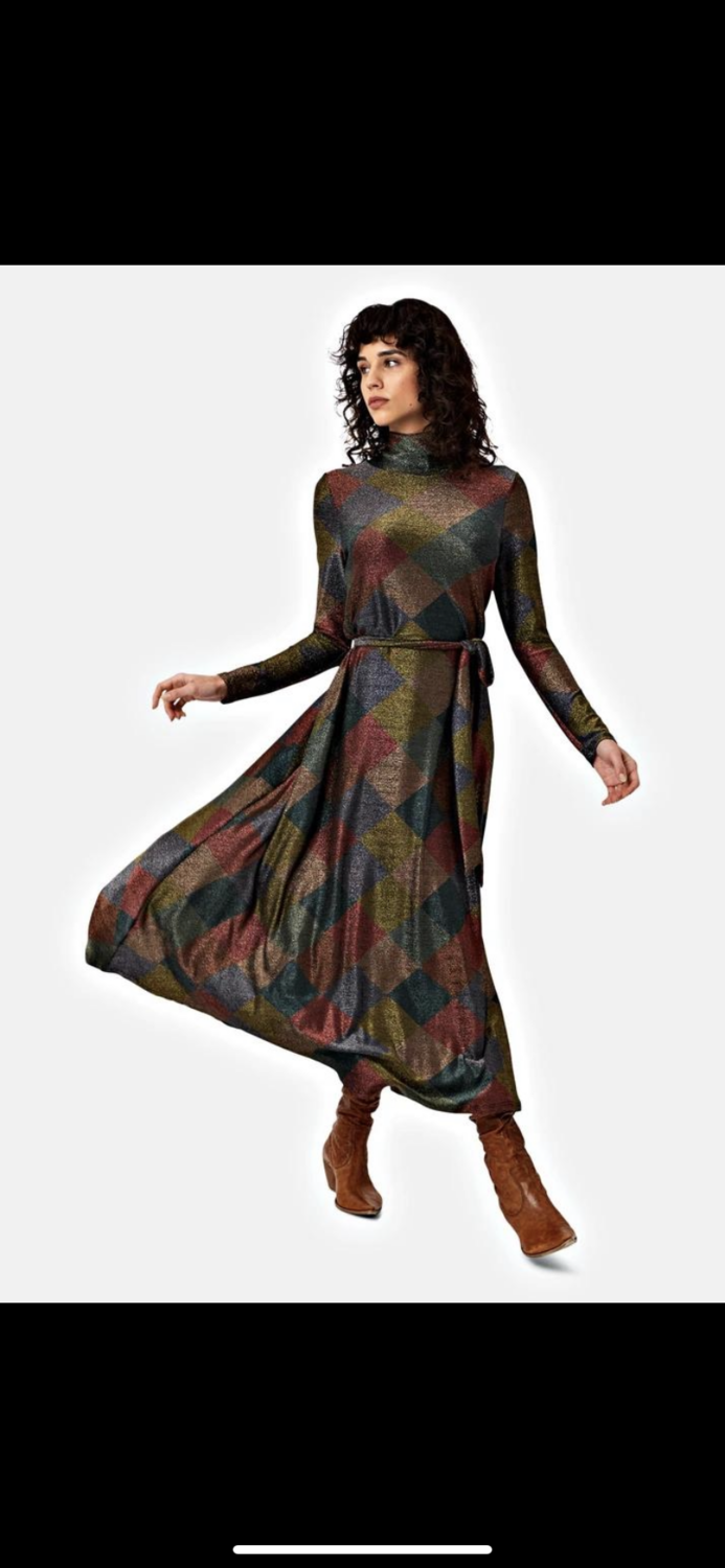 Metallic Multicoloured High Neck Dress