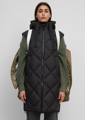 Black Puffer Gilet With Long Side Zips