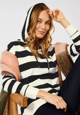 Black And White Striped Hoodie