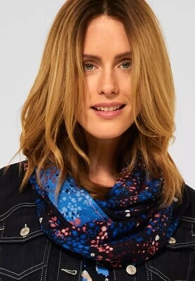 Deep Blue Loop Scarf With Trendy Mix Of Patterns