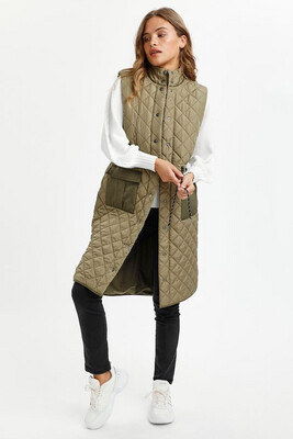 KAsorelia Khaki Waistcoat With Drawstring KAsorelia Khaki Waistcoat With Drawstring