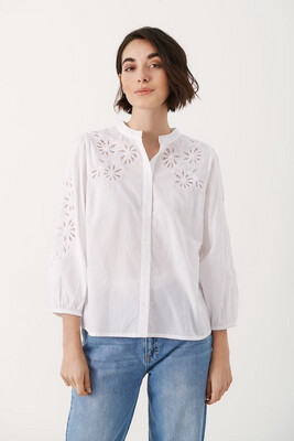 Nete Bright White Embroidery Shirt