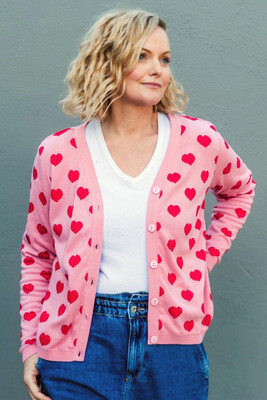 Willow Pink/ Red Heart Cardigan