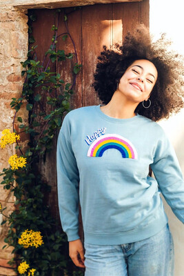 Noah Dusky Blue, Happy Rainbow Sweatshirt