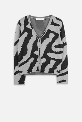 Fiena Black Zebra Short Fitted Cardigan Fiena Black Zebra Short Fitted Cardigan