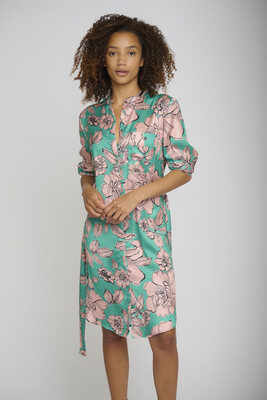 Esmijn Emerald Floral Long Shirt Dress Esmijn Emerald Floral Long Shirt Dress