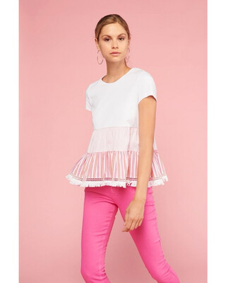 Pink Candy Fringed Top