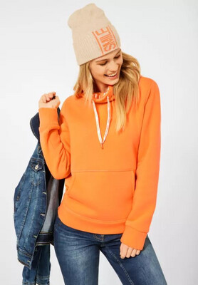 Orange Sweatshirt With Print Inside Collar