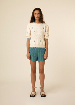 Rebecca Cream Knitted Short Sleeve Jumper