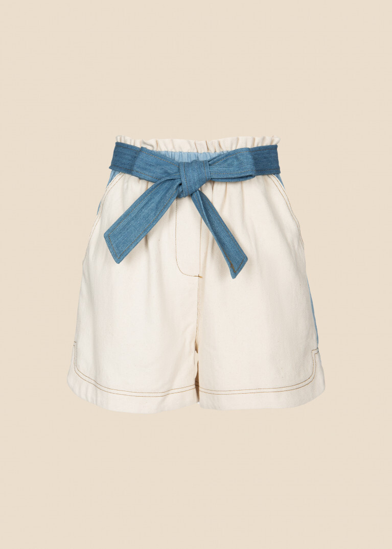 Sylvia Cream & Denim Shorts