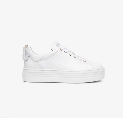 White Platform Trainer With Bow Detail