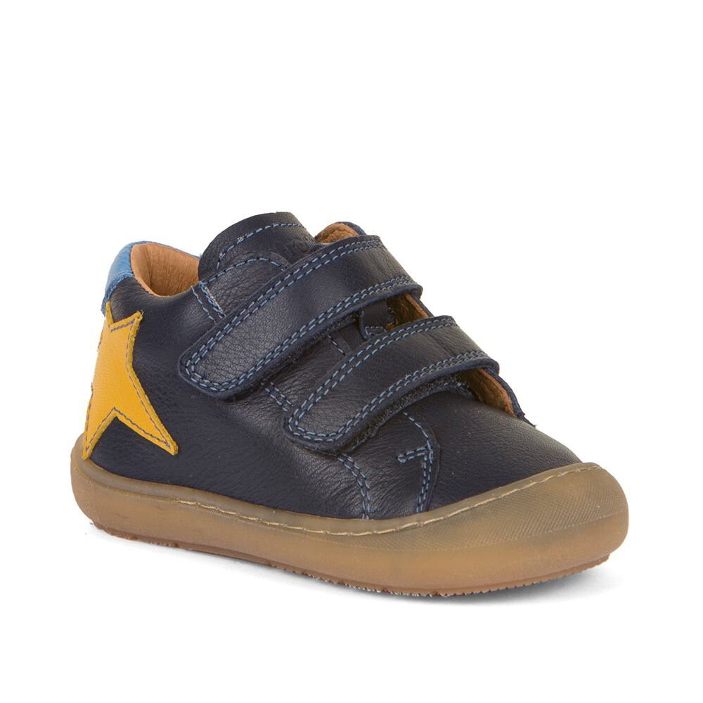 Ollie Navy Velcro Shoe With Yellow Star