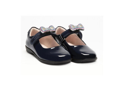 Navy Patent Bow Shoe