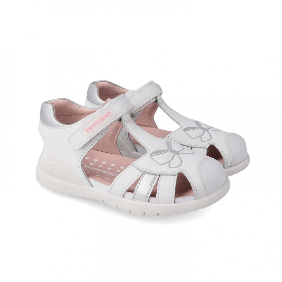 Butterfly White Leather Sandal