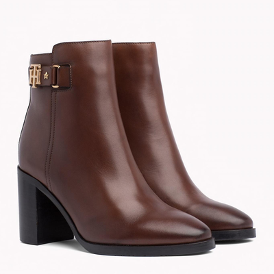 Tommy Hilfiger Buckle Heeled Boot Coffee Tommy Hilfiger Buckle Heeled Boot Coffee