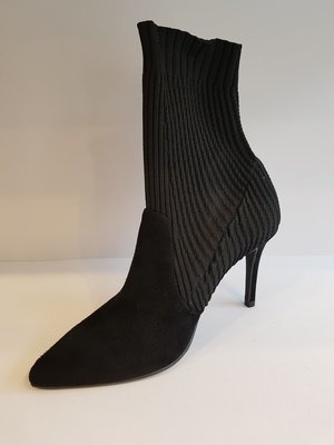Marian - 13721 - Black Suede Knitted Heel Sock Boot Marian - 13721 - Black Suede Knitted Heel Sock Boot
