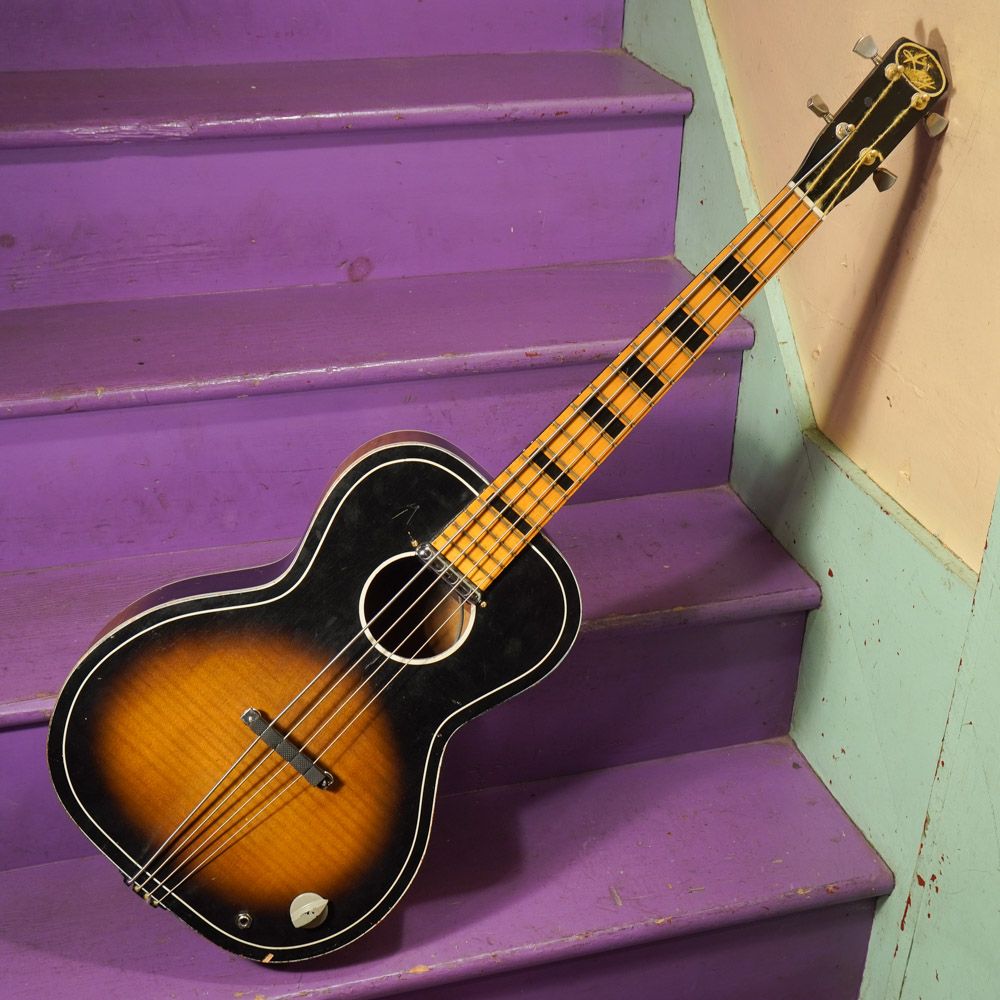 1960s Kay Hollowbody Electric Rubber Bridge Bass Conversion