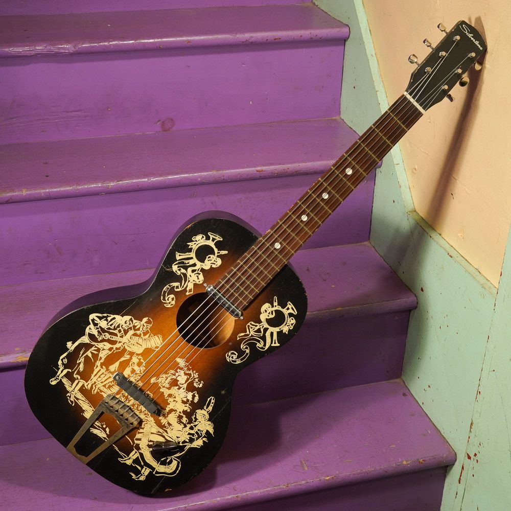 1930s/1960s Richter/Harmony Rubber Bridge Electrified Parlor Guitar