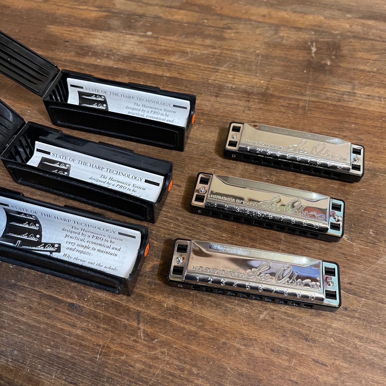 3 Lee Oskar Harmonicas D, E, G (No Shipping) 3 Lee Oskar Harmonicas D, E, G (No Shipping)