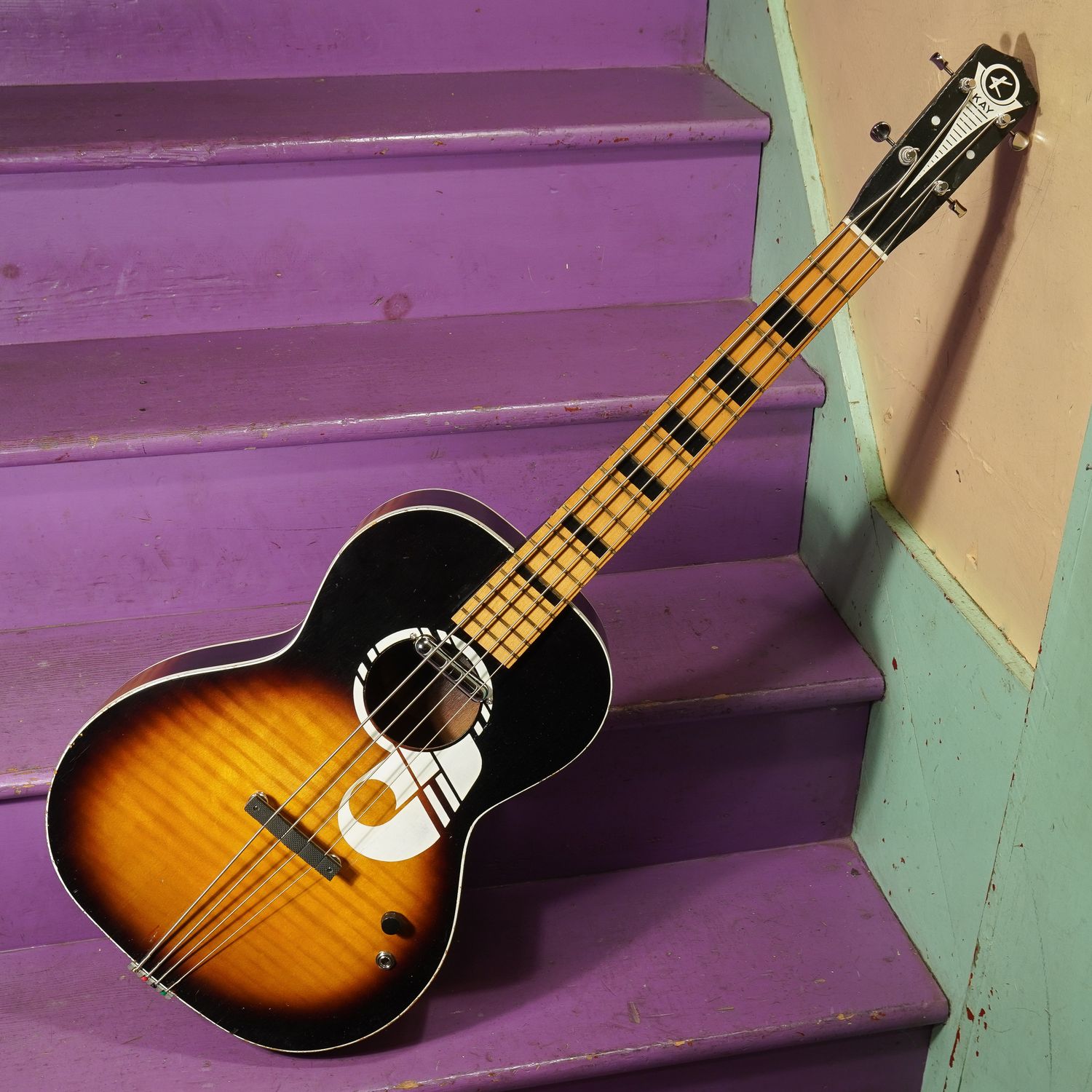 1960s Kay K1160 Music Note Rubber-Bridge Electric Bass Guitar Conversion