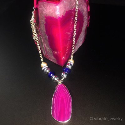 Deep Rose Agate Pendant on chain