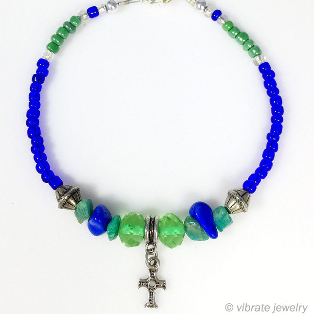 Blue Howlite Cross Anklet