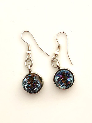 Mystic Blue Druzy Quartz Earrings
