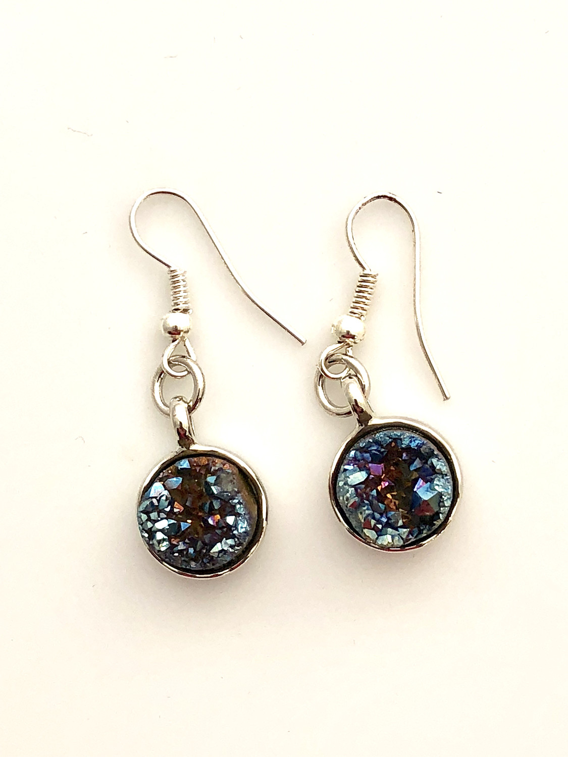 Mystic Blue Druzy Quartz Earrings