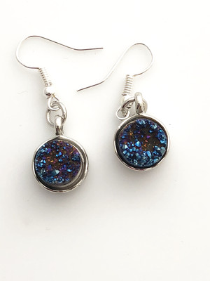 Midnight Blue Druzy Quartz Earrings