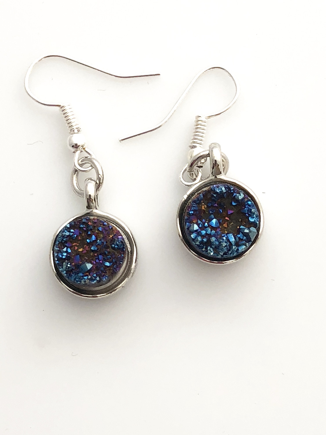 Midnight Blue Druzy Quartz Earrings