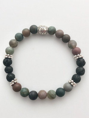 Green Jasper and Lava Bracelet