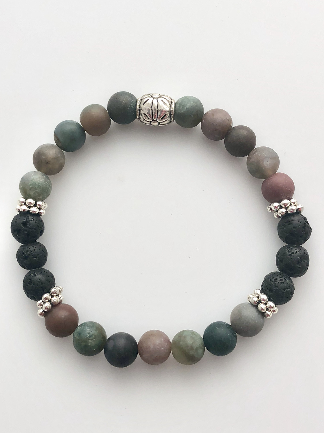 Green Jasper and Lava Bracelet