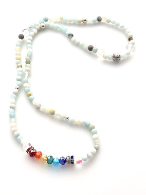 Chakra Amazonite &amp; Crystal Beaded Wrap Bracelet/Anklet/Necklace