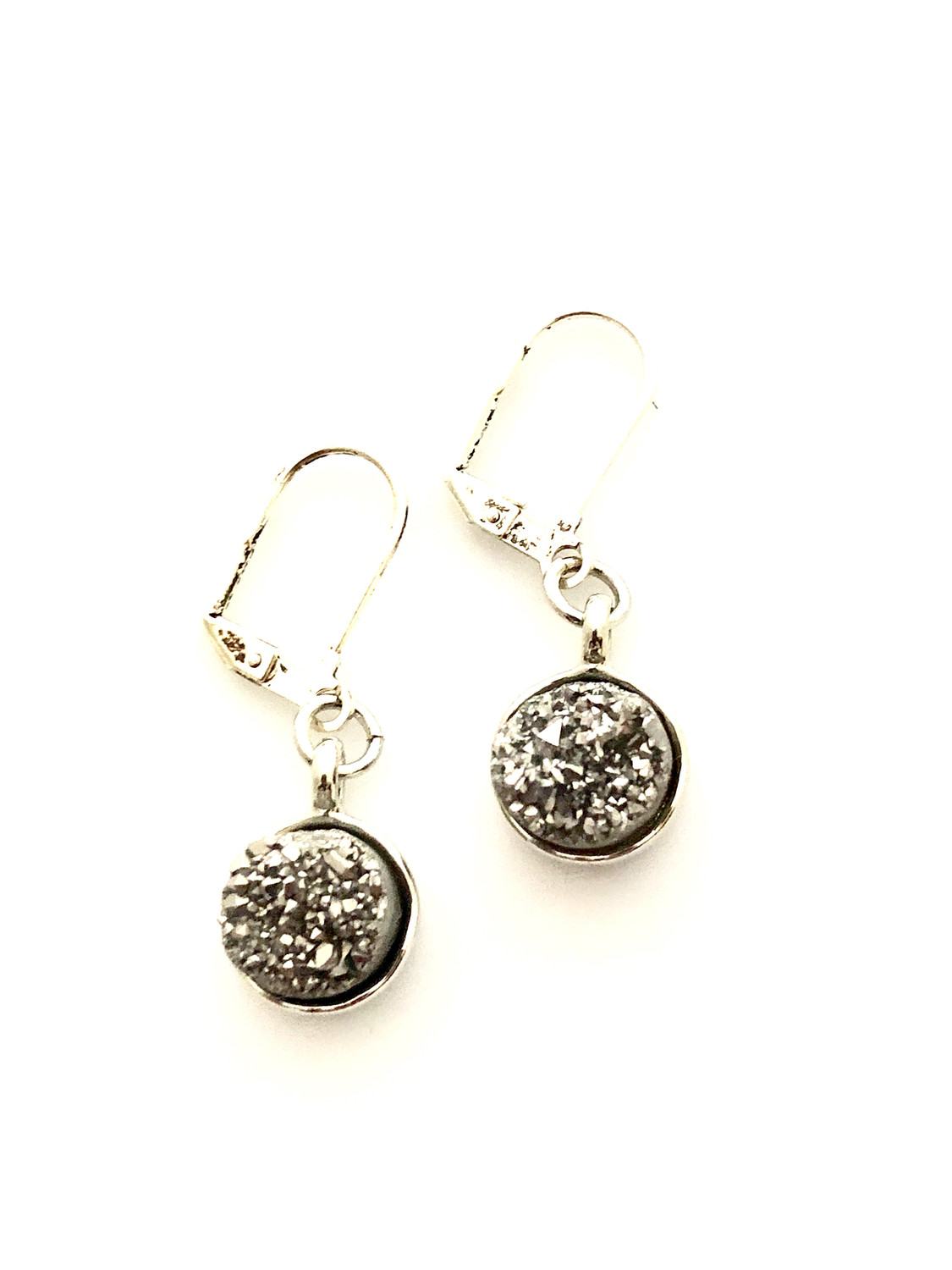 Light Charcoal Druzy Quartz Earrings