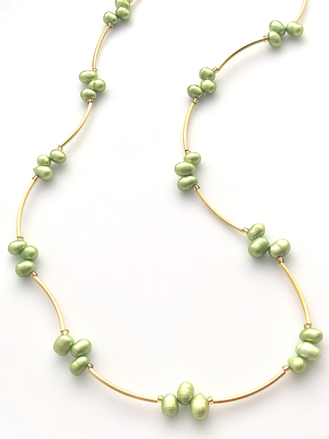 NYMP Lime Green Cultured Freshwater Pearl Neckace