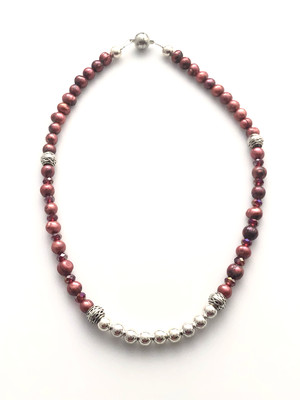 NYMP Deep Red Cultured Freshwater Pearl Necklace